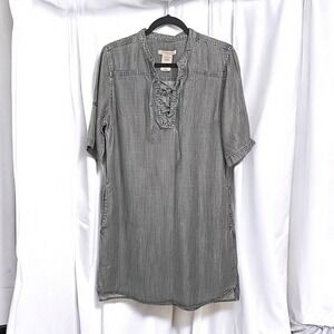 Philosophy Womans Dress  Juniors Large Gray Short Sleeve‎ Lightweight Denim